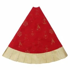 Budget 🌟 Christmas Tree Skirts & Collars Kurt Adler 60 In. Red And Gold Ornament Tree ✨ Skirt ⌛ -Christmas Ornaments Shop scaleKSA3160