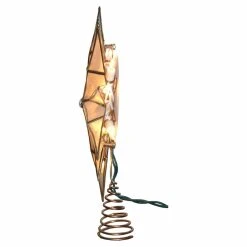 Best deal 🥰 Christmas Tree Toppers Kurt Adler 10.24 In. 10 Light 12 Point Capiz Star And Center Gem Tree Topper ⌛ -Christmas Ornaments Shop scaleKSA3192